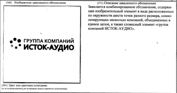 описание знака в заявке